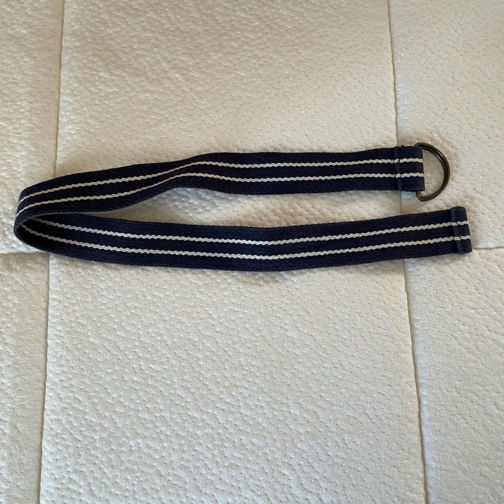 Navy and White Striped Boys’ Fabric Belt with D-Ring